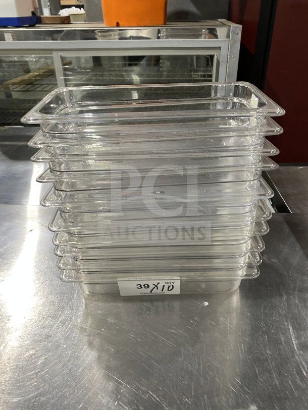 Cambro Model 631-1 full-size food pan, translucent polypropylene, stack of 10, excellent condition, commercial use.