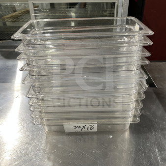Cambro Model 631-1 full-size food pan, translucent polypropylene, stack of 10, excellent condition, commercial use.