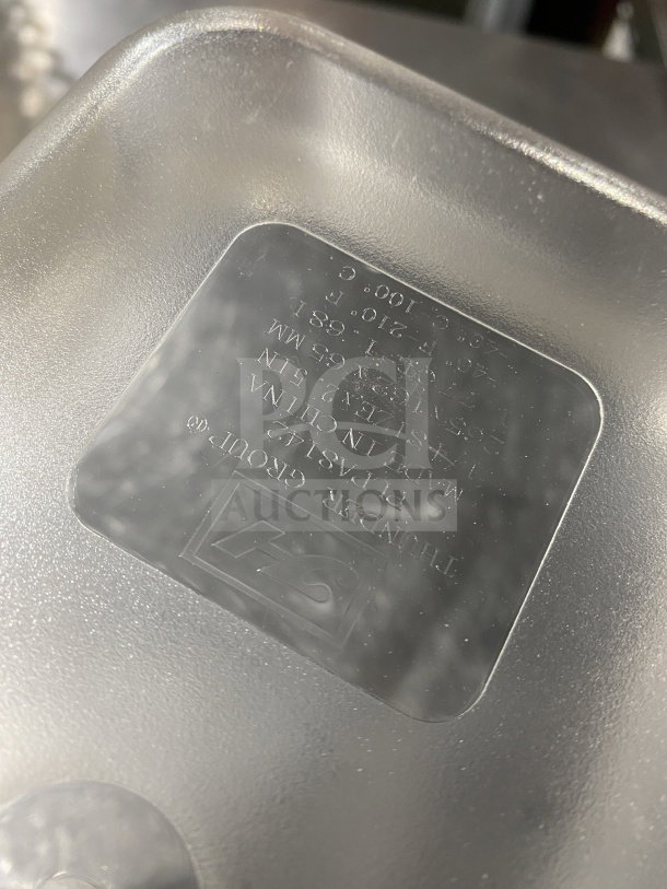 Thunder Group PLPA8142 food pan, translucent polypropylene, 1/4 x 2.5", commercial-grade, embossed brand label.
