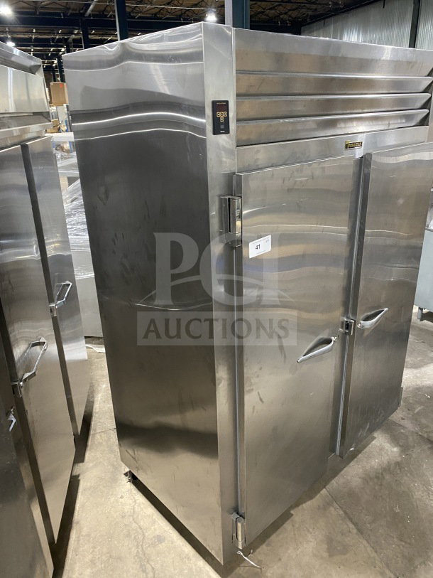 Traulsen Spec-Line 2-Door Stainless Steel Reach-In Freezer, Model RLT232WUTFHS, on casters with chrome rack, 115V, 1 Phase.