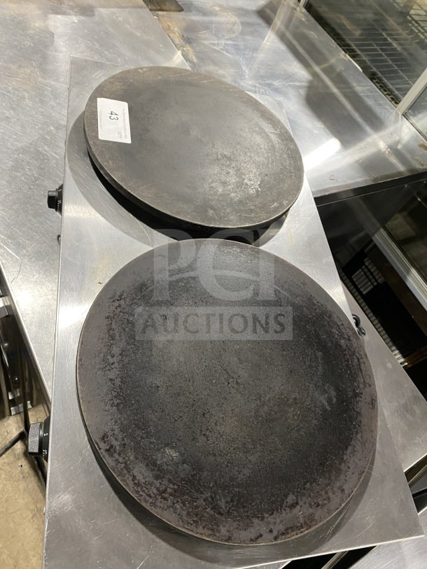 Carinval King 16" dual steel crepe maker, CM16DBL, stainless steel body, used condition, 208-240V, SN: CK-180942R-815.