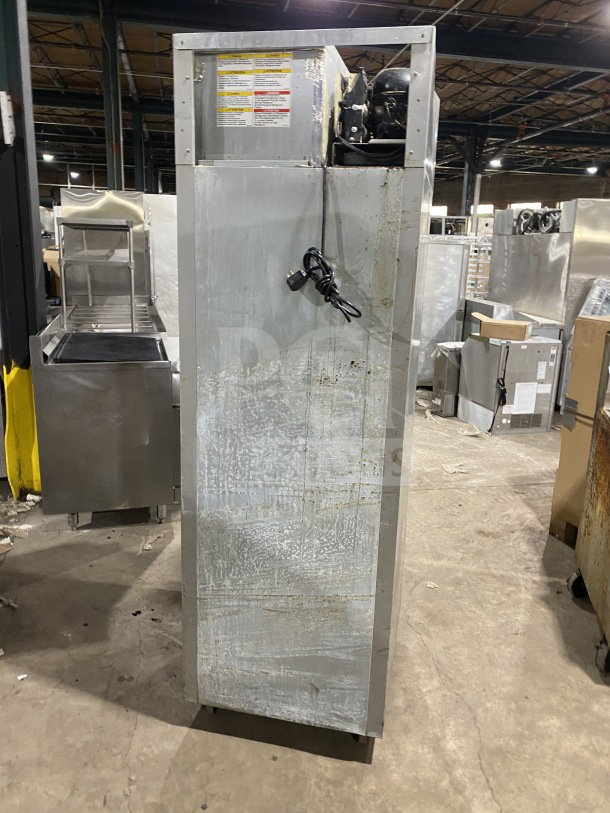 Beverage Air Horizon Series commercial stainless steel refrigerator/freezer, model HF1HC-1HS-RC-18, on casters, 115V.