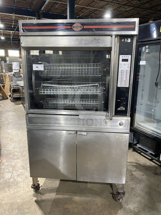 Cleveland Range BMR-32 electric rotisserie convection oven, stainless steel, model and serial numbers visible, commercial use.