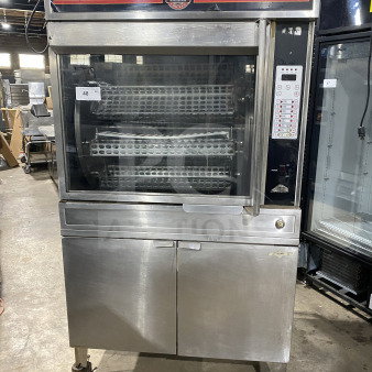 Cleveland Range BMR-32 electric rotisserie convection oven, stainless steel, model and serial numbers visible, commercial use.
