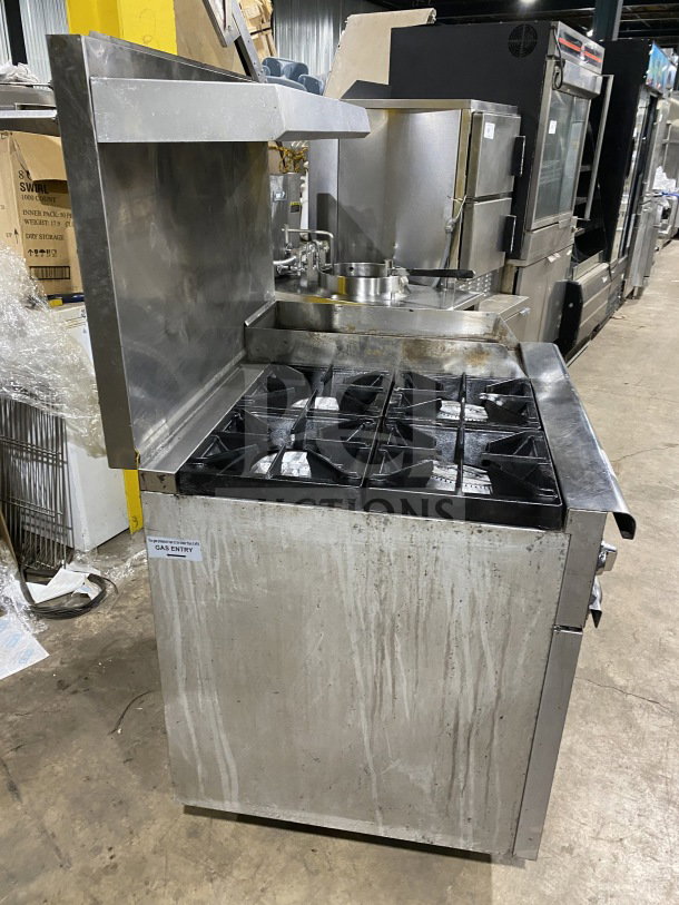 Pantin LI-RGR36-G12 commercial stainless steel gas range, 36", with 12" griddle, 4 burners, and oven base. Moderate wear.