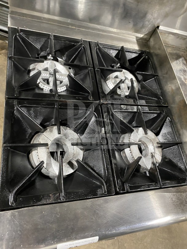 Pantin LI-RGR36-G12 36" gas range with 4 burners and 12" griddle, stainless steel. SN: 18071307. Good condition.