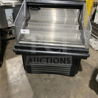 Hussmann commercial open-air specialty merchandiser, self-contained, 115V. Stainless steel interior, clear panels, excellent condition.