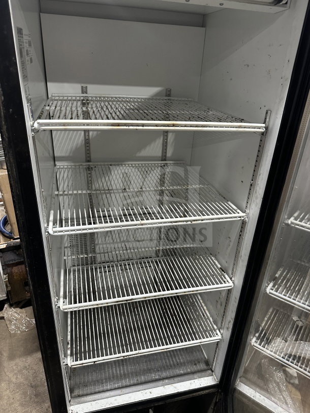 Habco Snapple Style Commercial Glass Door Refrigerator, Model ESM12, with poly coated wire racks, Energy Star certified.