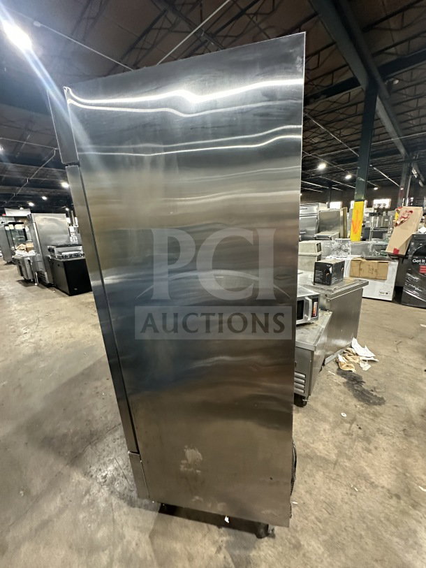 Universal Coolers RICI-30 stainless steel single door reach-in cooler on casters, poly coated wired rack, model RICI-30.