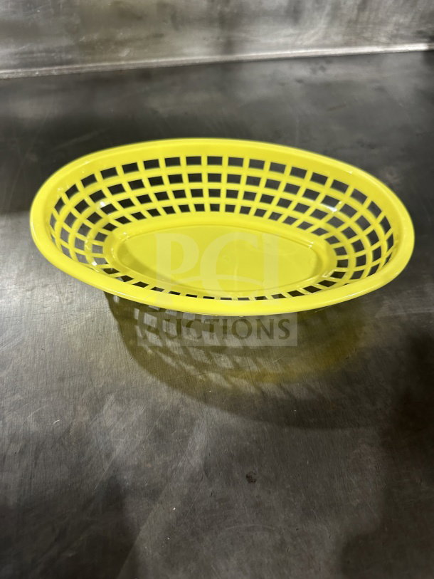 Brand new yellow Table Craft food basket, Model 1074Y, commercial grade, durable plastic, 3 dozen per box.