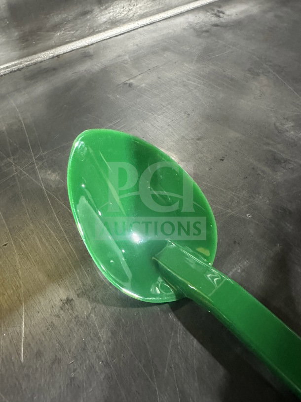 Brand new 13" Sherwood Green plastic spoon, model SPO13CW119, commercial use, pristine condition.