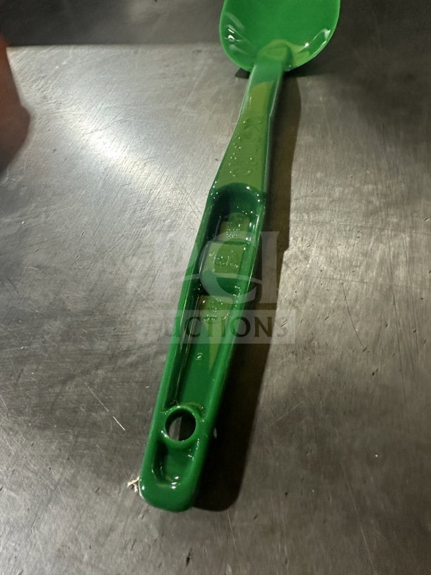 Brand new 13" Sherwood Green plastic spoon, Model SPO13CW119. Commercial grade, pristine condition.