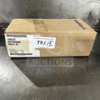 Box containing brand new Camwear Commercial Red Plastic Spoon, Model SPO13CW404, 13 inches, quantity of 12.