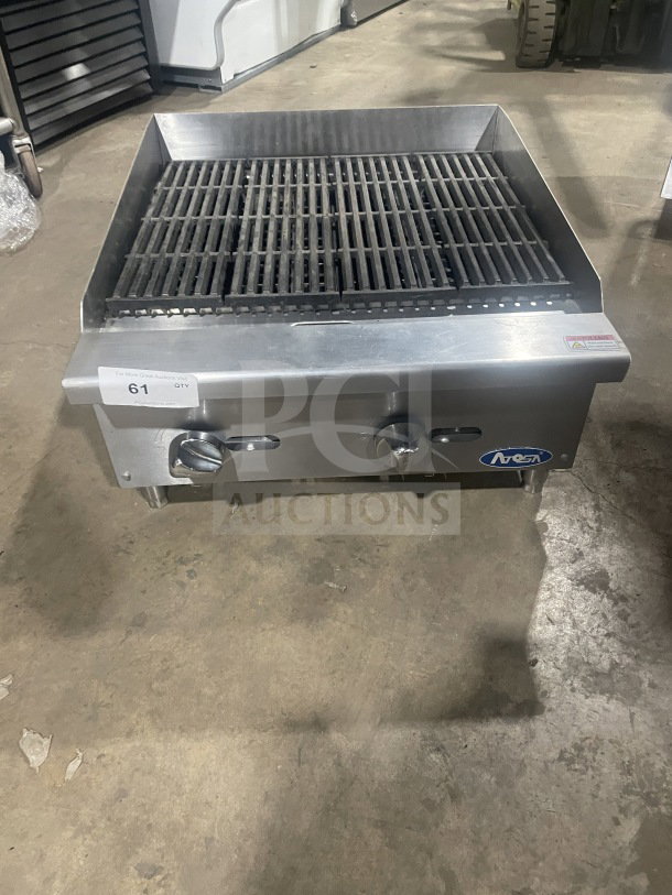 Atosa CookRite stainless steel countertop char-rock broiler, model ATCB-24, gas powered, SN 4003935, in good condition.