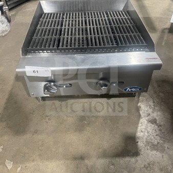 Atosa CookRite stainless steel countertop char-rock broiler, model ATCB-24, gas powered, SN 4003935, in good condition.