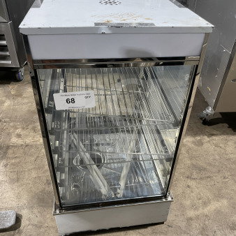 Commercial electric tabletop food steamer, model ESTC-16, with glass and chrome plated wire rack. Countertop design.