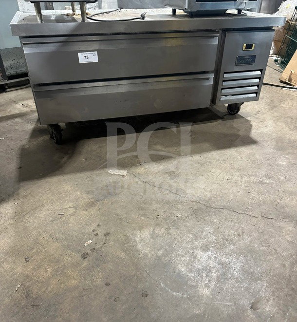 Arctic Air ARCB60CZ 62" stainless steel 2-drawer refrigerated chef base on casters, model ARCB60CZ, serial H21271801, 115V.