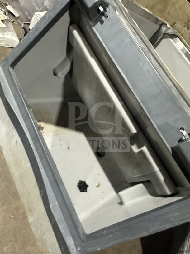 Scotsman B330P ice machine bin, air-cooled, 115V, 1 phase, in used condition, with visible interior and on legs.