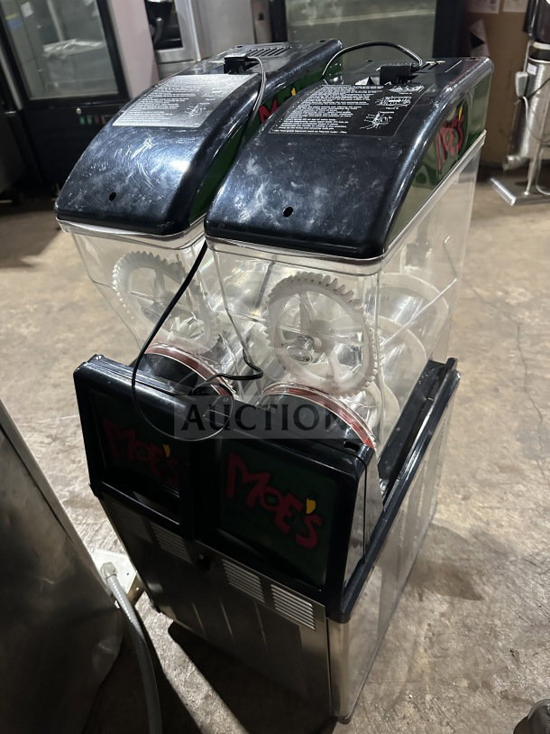 Crathco Moe's Series Double Beverage Cooler Dispenser, Model ID22B/MG23-2B, 115V, commercial use, with visible branding.