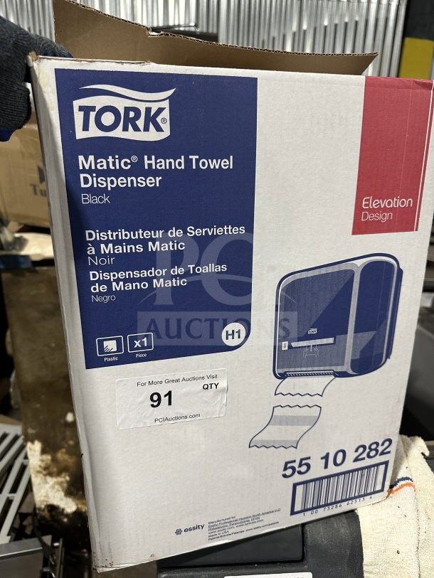 Tork Matic 302030 Black Hand Towel Dispenser, new in box, Elevation Design, commercial use, H1 system compatible.