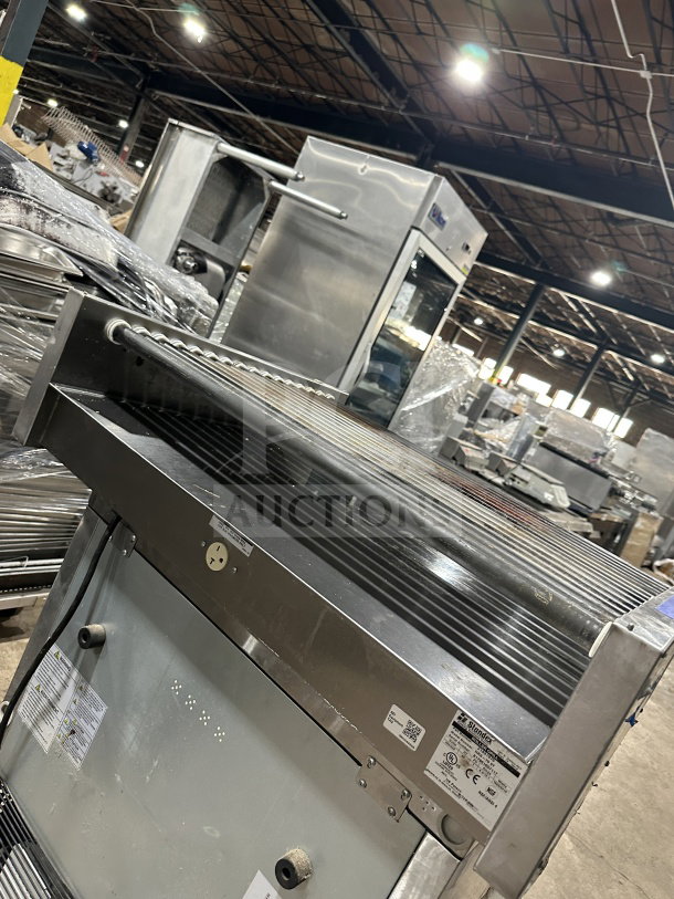 Standex APW Wyott HRS-755T stainless steel hot dog roller grill, 208/240V, in good condition with visible labels.
