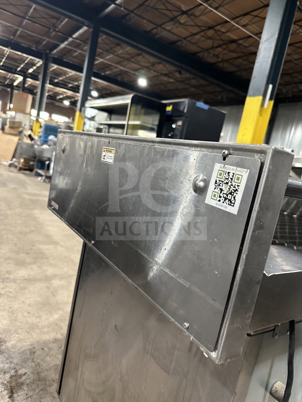 Standex APW Wyott HRS-755T hot dog roller grill, stainless steel, excellent condition, QR code and safety label visible.