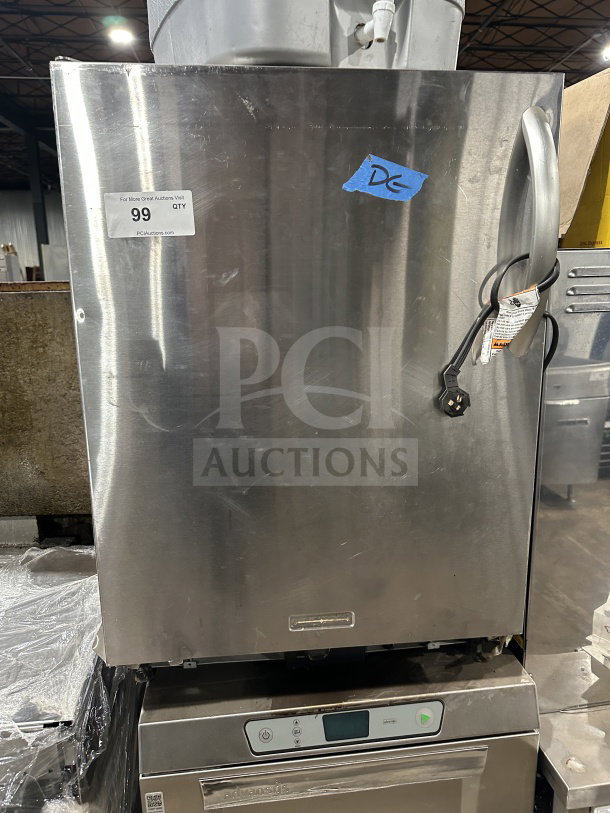 KitchenAid Commercial Stainless-Steel Countertop Refrigerator, Model KURS24LSB03, SN EK14900234, 115V, solid door.