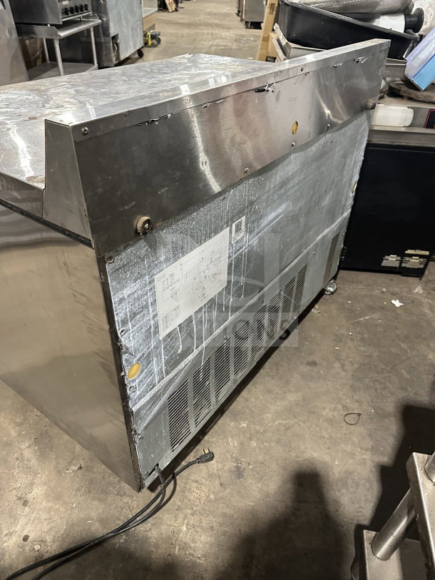 Hoshizaki Commercial Stainless Steel 4 Drawer Worktop Freezer, Model CRMF48-WD4, with backsplash, on casters, 115V 1 Phase.