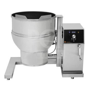 Groen DEE4T60 stainless steel electric tilting floor kettle, 60 lb capacity, butterfly pouring lip, new condition.