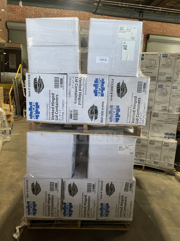 BRAND NEW Singer MFPP commercial 3-compartment takeout containers, black, 8x8x3", 200 per case. Model: MFPP.