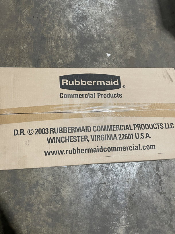 New Rubbermaid Commercial 2-Tier Utility Pushcart, model FG9T6600BLA, black, in original box.
