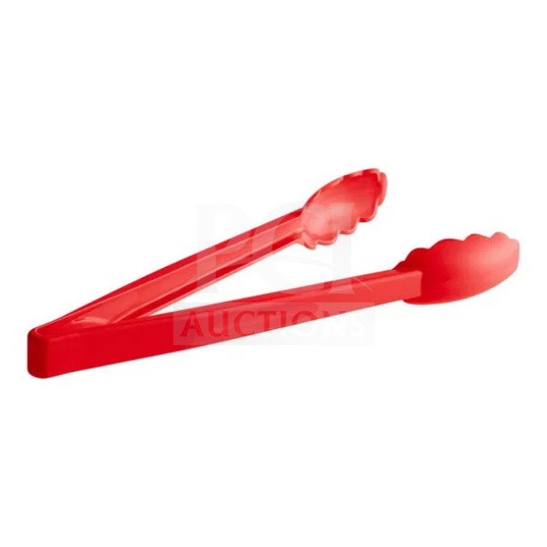 Cambro Lugano Series 12" red scallop grip tongs, model 12TGS404, brand new, commercial plastic, 12 per box.