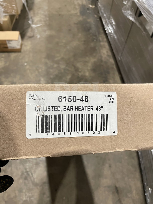 Nemco 48" Commercial Infrared Strip Warmer, Model 615048, new in box with built-in toggle control, 120V, single phase.