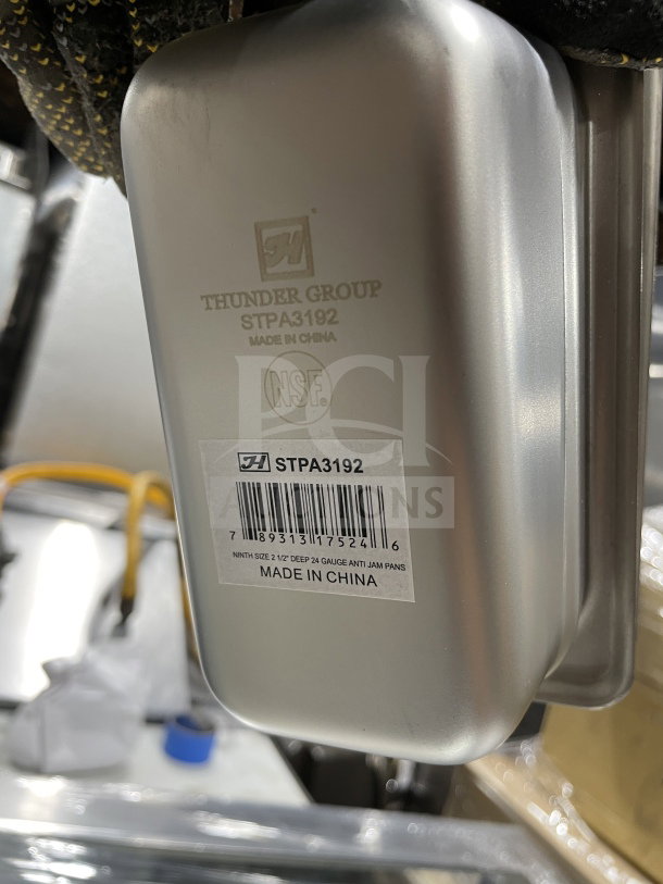 Thunder Group STPA3192 stainless steel steam table pan, 1/9 size, 2.5" deep, anti-jamming corners, new condition, NSF certified.