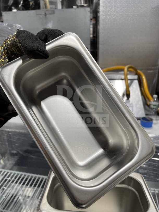 Thunder Group stainless steel steam table pan, 1/9 size, 2-1/2" deep, anti-jamming corners, model STPA3192, new condition.