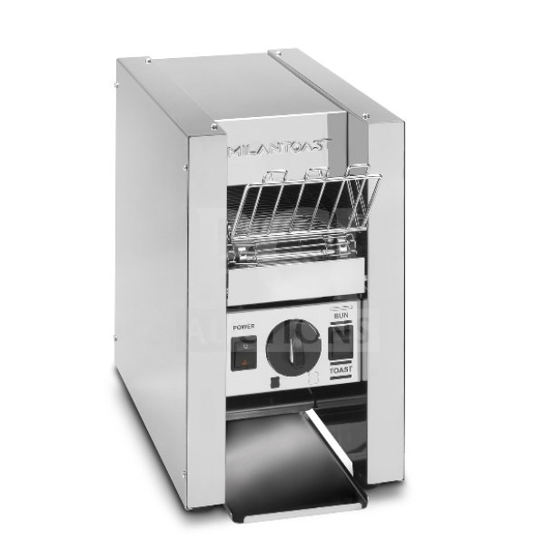 Brand new Milantoast US18011 countertop conveyor toaster in stainless steel, handcrafted in Milan, Italy. 240V electric.