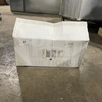 Brand new Blendtec RRS Rapid Rinser in box, commercial stainless steel unit with sprayer, base, and flexible tubing.