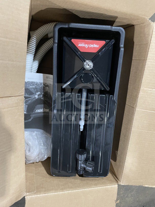 Brand new Blendtec RRS Rapid Rinser Series commercial stainless steel black station, complete with sprayer, base, and tubing.