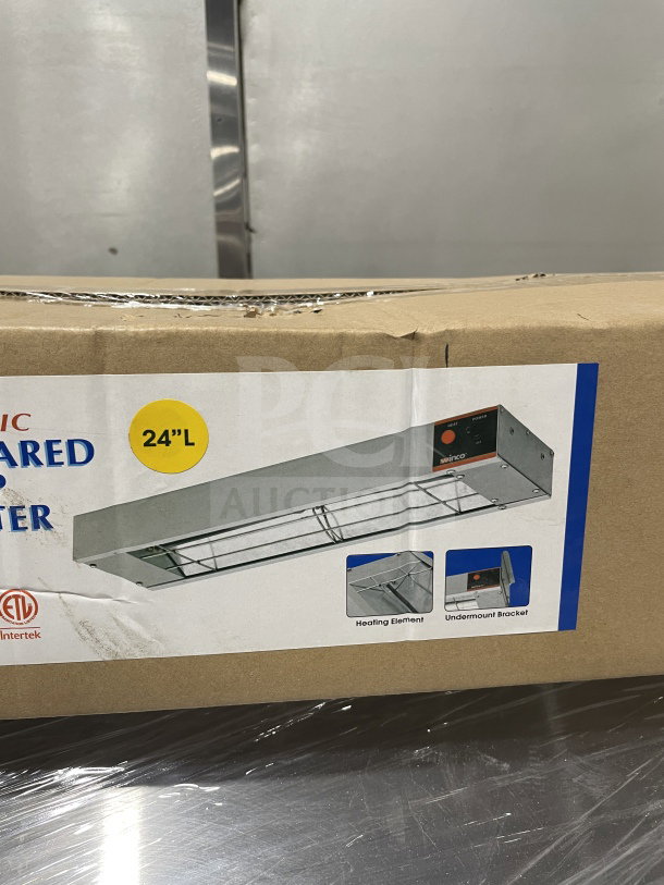 Winco Commercial Strip Heater, Model ESH-24, hardened stainless steel, 120V, with toggle switch. New in box.
