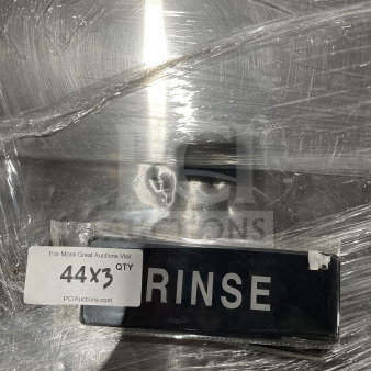 Brand new Thunder Group commercial "Rinse" sign, black and white, wrapped in plastic. Quantity: 3 per bid.
