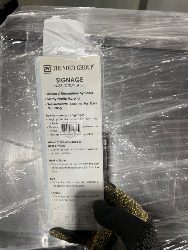 BRAND NEW Thunder Group commercial rinse sign in packaging with signage instructions. Sturdy plastic, self-adhesive backing.