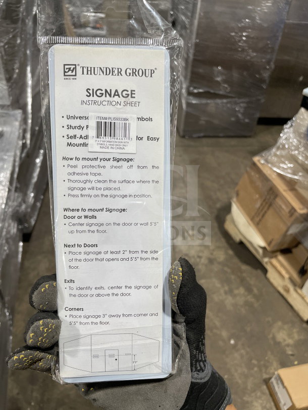 BRAND NEW Thunder Group Commercial Hand Washing Sign with instruction sheet, ITEM# PLIS9333BK, universal symbols.