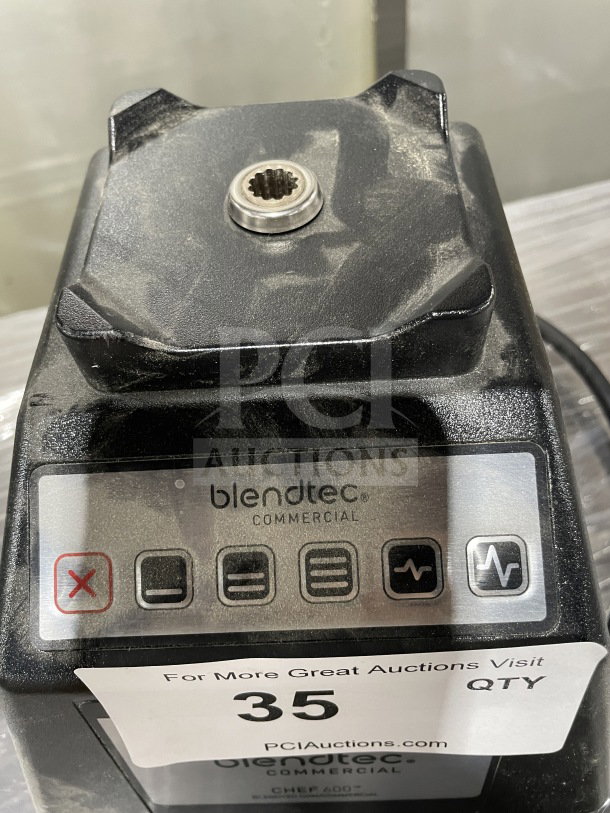 Blendtec Commercial ES3 countertop blender base in stainless steel, brand new condition, with control panel and button indicators.