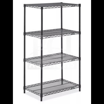 Brand new Quantum Storage shelf, model 1830P, heavy-duty black wire, set of 4 shelves, commercial-grade.