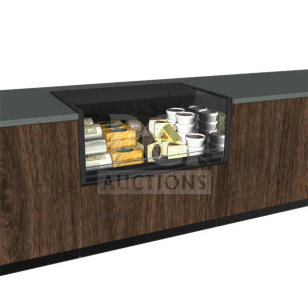 Brand new Structural Concepts Oasis Series CO3324RUC open air merchandiser, refrigerated, wood paneling, electrical powered.
