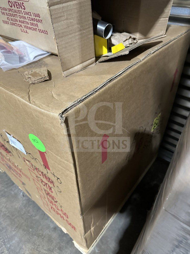 Brand new Blodgett commercial oven, model 10004389, in original packaging. Stainless steel, half-size, 220-240V.