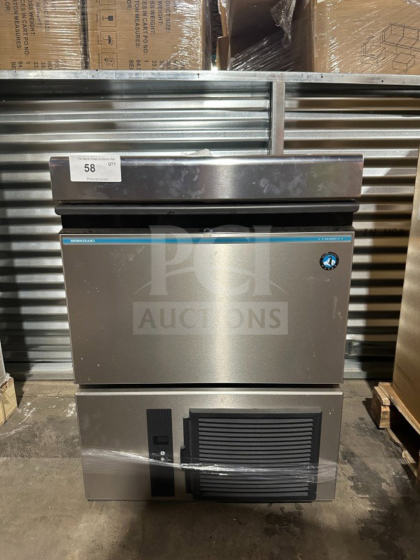 Hoshizaki stainless steel ice machine and storage bin combo, model IM-50BAA-Q, air-cooled, new condition, 115V.