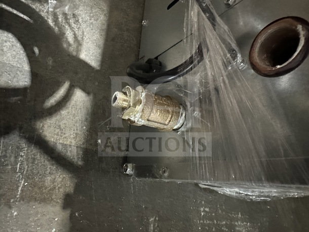 Hoshizaki IM-50BAA-Q ice machine base, showing connection point and stainless steel construction. New condition.