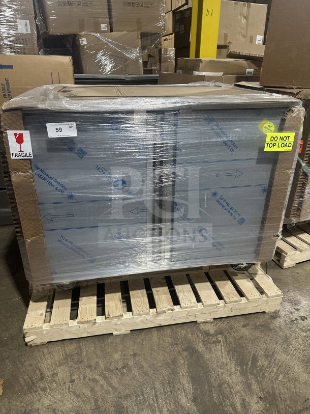 Brand new Dinex DXPICT202D commercial stainless steel 2-door 24-tray meal delivery cart on casters, with pan slides.