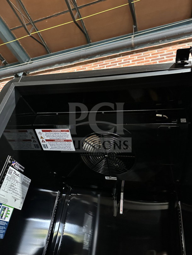 NEW True Commercial Black Glass Door Merchandiser, Model CVM-24-HC-EGC01, with LED lighting, SN 11241076.